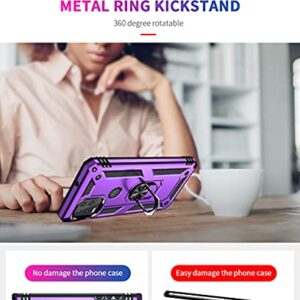 Androgate Compatible with Moto G Stylus 5G Case with HD Screen Protector, Military-Grade Ring Holder Stand Car Mount 16ft Drop Tested Protective Cover Phone Case for Motorola Moto G Stylus 5G, Purple