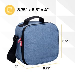 Insulated Lunch Bag with Containers, Thermal Lined Lunch Box for Men/Women Reusable Leak Proof Containers for Work School Travel and Beach Denim Blue Small Lunch Bag with Adjustable Strap