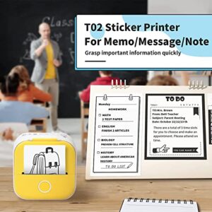 T02 Mini Printer Sticker Maker - Portable Pocket Thermal Instant Photo Printer - T02 Sticker Maker Machine Mini Printer, Wireless Receipt Label Maker Printer for Sticky Scrapbook, Label