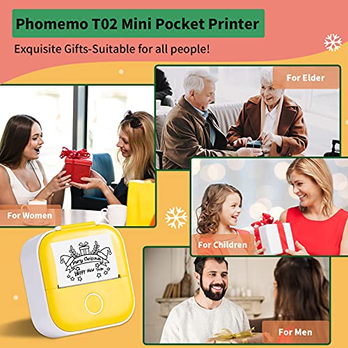 T02 Mini Printer Sticker Maker - Portable Pocket Thermal Instant Photo Printer - T02 Sticker Maker Machine Mini Printer, Wireless Receipt Label Maker Printer for Sticky Scrapbook, Label