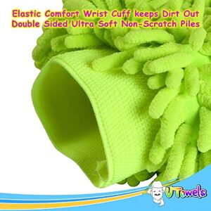 Large Car Wash Mitt, Microfiber Auto Detailing Towel Cleaning Cloth Rag (1 Large Car Detailing Mitt and 1 Large Drying Towel, Green, Blue)