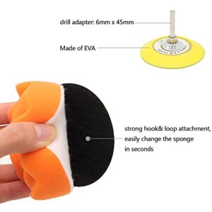 Car Headlight Restoration Kit, 3 Inch Car Polishing Sanding Discs with 1/4 Inch Shank Backing Pad, Scouring Pads, Buffing Sponge Pads, Soft Interface Pad, Woolen Buffer Pads, 41PCS