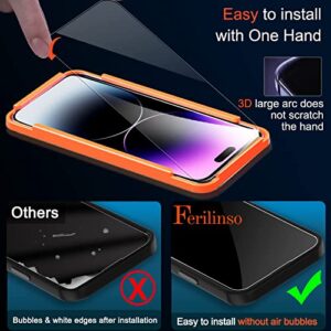 Ferilinso Designed for iPhone 14 Plus iPhone 14 Pro Max Screen Protector 3 pack HD Tempered Glass With 2 Pack Camera Lens Protector CaSe Friendly 9H HardneSs Bubble Free AcceSorieS