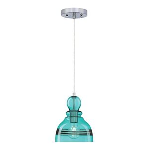westinghouse lighting 6118900 fiona traditional one-light indoor mini pendant light, brushed nickel finish, turquoise glass,blue