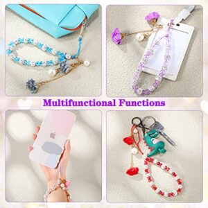 6 Pieces Cell Phone Straps Crystal Flower Pendant Mobile Phone Lanyard Beads Chain Anti-Lost and Non-Slip Mobile Phone Strap Charm for Keychain Camera U Disks Handbag Decoration Accessories