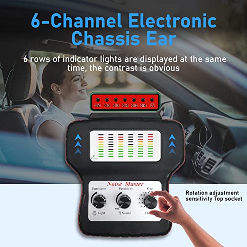 Chassis Ear Automotive Engine Noise Finder Tool, 6 Channel Chassis Ears Sound Detector Identify the Troubling Engine Noises (Over-Ear Headphones)