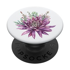 watercolor cactus cacti and purple succulents popsockets swappable popgrip