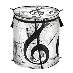 music note lines pop up laundry hamper with zipper lid foldable laundry basket with handles collapsible storage basket clothes organizer for bedroom study room
