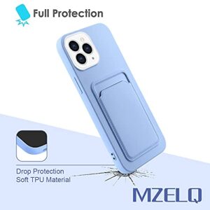 MZELQ Compatible with iPhone 13 Pro (6.1 inch) Case, Card Holder Camera Protection Cover for iPhone 13 Pro + Screen Protector, Card Slot Designed for iPhone 13 Pro Phone Case -Purple