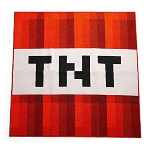 Minecraft Red TNT Block Square Area Rug | Official Video Game Collectible | Indoor Floor Mat, Rugs For Living Room and Bedroom | Home Decor For Kids Room, Playroom | 52 x 52 Inches