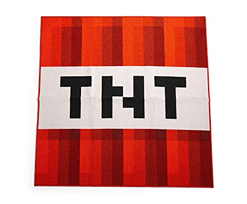 Minecraft Red TNT Block Square Area Rug | Official Video Game Collectible | Indoor Floor Mat, Rugs For Living Room and Bedroom | Home Decor For Kids Room, Playroom | 52 x 52 Inches