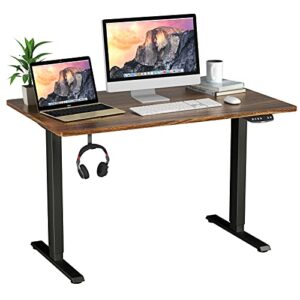 tangkula electric dual motor standing desk, 48 x 30 inch height adjustable sit stand computer workstation w/ 3 position memory controller, anti-collision design, 1" thick tabletop, home office desk