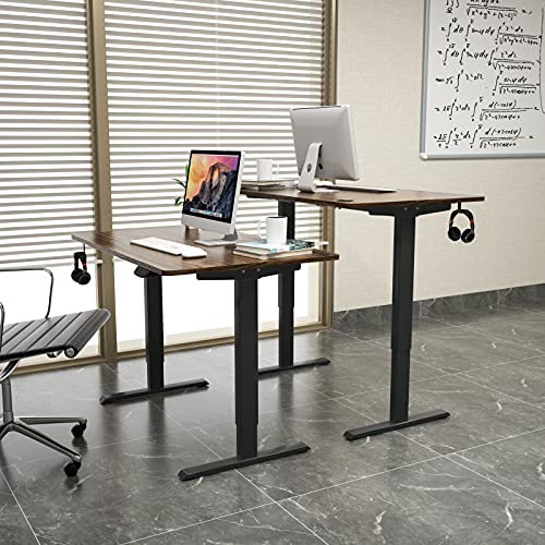 Tangkula Electric Dual Motor Standing Desk, 48 x 30 Inch Height Adjustable Sit Stand Computer Workstation w/ 3 Position Memory Controller, Anti-Collision Design, 1" Thick Tabletop, Home Office Desk