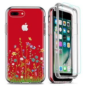 firmge for iphone 8 plus case, compatible iphone 7 plus/6s plus/6 plus case 5.5 inch, with [2 x tempered glass screen protector] full-body coverage heavy duty shockproof phone protective cover- lk001