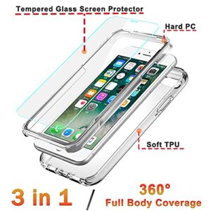 FIRMGE for iPhone 8 Plus Case, Compatible iPhone 7 Plus/6S Plus/6 Plus Case 5.5 Inch, with [2 x Tempered Glass Screen Protector] Full-Body Coverage Heavy Duty Shockproof Phone Protective Cover- LK001