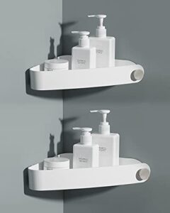 sotfamily corner shower caddy, adhesive plastic shower organizer for bathroom, 2 pack, white