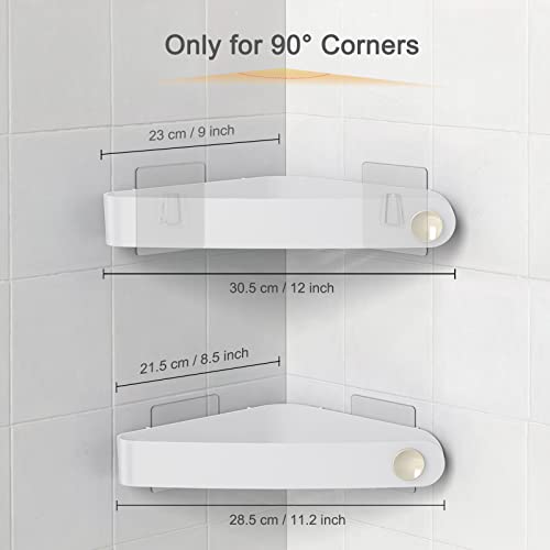 Sotfamily Corner Shower Caddy, Adhesive Plastic Shower Organizer for Bathroom, 2 Pack, White