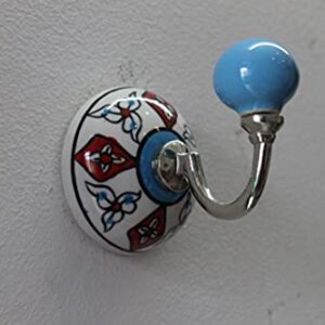 PARIJAT HANDICRAFT Hand Painted Beautifully Multi Colored Ceramic Wall Hook Hanger Key Holder hat Clothes hangings Bath Towel Hook Hanger.