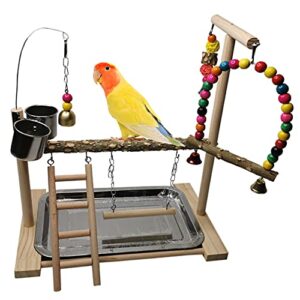 Tfwadmx Bird Playground Parrots Play Stand Birdcage Play Stand Play Gym Parakeet Ladders Exercise with Feeder Cups for Cockatoo Lovebirds SmallBirds Conure Cockatiel Cage Accessories Toy