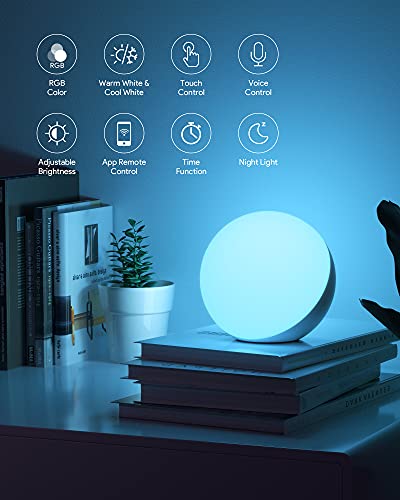 Smart Table Lamp, Dimmable Desk Lamp with App / Voice Control, LED RGB Color Changing Touch Lamp, Night Lamp for Bedroom Compatible with Alexa and Google Home