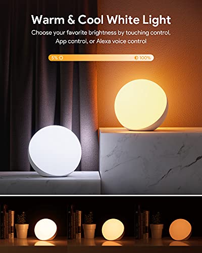 Smart Table Lamp, Dimmable Desk Lamp with App / Voice Control, LED RGB Color Changing Touch Lamp, Night Lamp for Bedroom Compatible with Alexa and Google Home