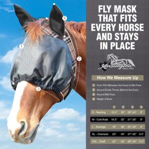 Kensington UViator Dartless Protective Fly Mask UV Eye Protection Mask for Horse with Web Trim and Soft Ears Cover - XL, Atlantis