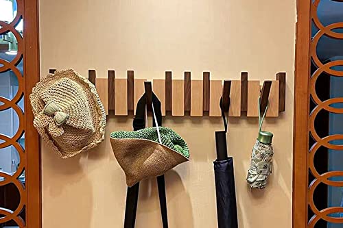 OLETNY Coat Rack Wall Mount Wood, Coat Hooks Wall Mounted Wooden with 6 Flip-Down Hooks for Entryway, Bathroom, Bedroom, Kitchen and More