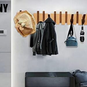 OLETNY Coat Rack Wall Mount Wood, Coat Hooks Wall Mounted Wooden with 6 Flip-Down Hooks for Entryway, Bathroom, Bedroom, Kitchen and More