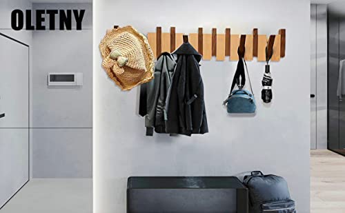 OLETNY Coat Rack Wall Mount Wood, Coat Hooks Wall Mounted Wooden with 6 Flip-Down Hooks for Entryway, Bathroom, Bedroom, Kitchen and More