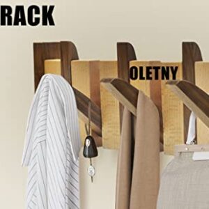 OLETNY Coat Rack Wall Mount Wood, Coat Hooks Wall Mounted Wooden with 6 Flip-Down Hooks for Entryway, Bathroom, Bedroom, Kitchen and More