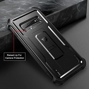 Dexnor for Samsung Galaxy S10+ Plus Case, [Built in Screen Protector and Kickstand] Heavy Duty Military Grade Protection Shockproof Protective Cover for Samsung Galaxy S10 Plus Black