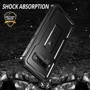 Dexnor for Samsung Galaxy S10+ Plus Case, [Built in Screen Protector and Kickstand] Heavy Duty Military Grade Protection Shockproof Protective Cover for Samsung Galaxy S10 Plus Black