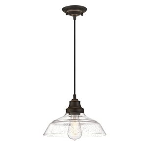 westinghouse lighting 6116600 iron hill vintage-style one-light indoor pendant light, oil rubbed bronze finish with highlights, clear seeded glass