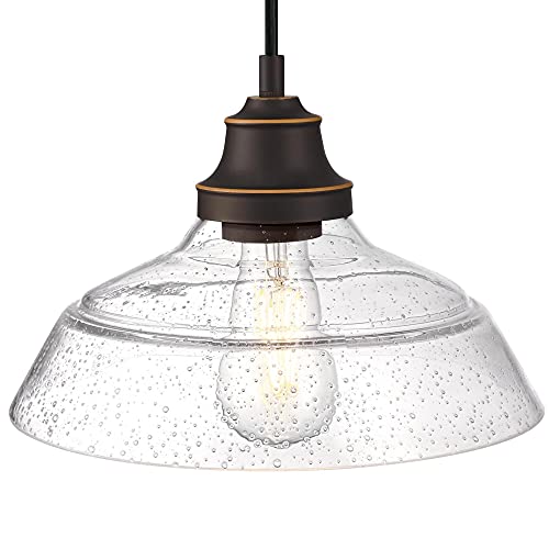 Westinghouse Lighting 6116600 Iron Hill Vintage-Style One-Light Indoor Pendant Light, Oil Rubbed Bronze Finish with Highlights, Clear Seeded Glass