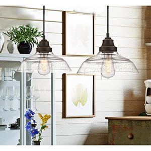 Westinghouse Lighting 6116600 Iron Hill Vintage-Style One-Light Indoor Pendant Light, Oil Rubbed Bronze Finish with Highlights, Clear Seeded Glass