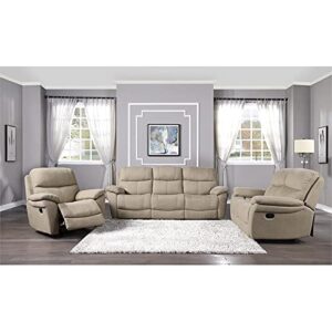 Lexicon Longvale Transitional Microfiber Reclining Double Sofa in Tan