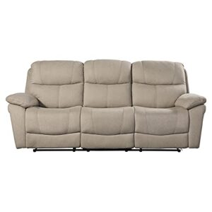 Lexicon Longvale Transitional Microfiber Reclining Double Sofa in Tan