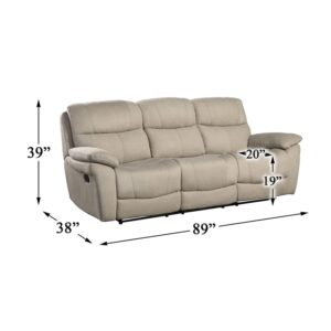 Lexicon Longvale Transitional Microfiber Reclining Double Sofa in Tan