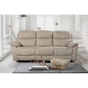 Lexicon Longvale Transitional Microfiber Reclining Double Sofa in Tan