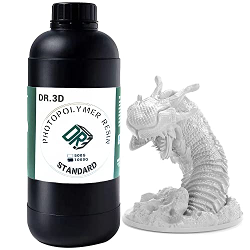 【DR.3D】 3D Printer Resin 405nm Resin for 3D Printer, Standard Photopolymer Resin with Rapid LCD UV-Curing for LCD 3D Printing, 1000g White