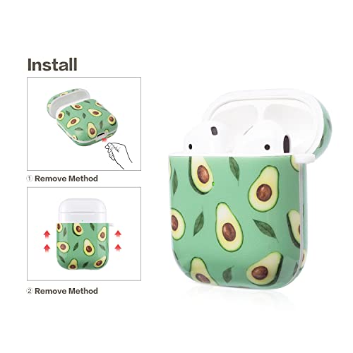 AirPod Case 2nd Generation,AirPod Case 1st Generation Cute for Women Men with Keychain Silicone Cover Compatible with Apple AirPods 2nd 1st Generation Charging Case, Front Led Visible Green Avocado