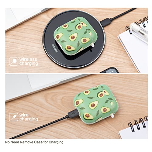 AirPod Case 2nd Generation,AirPod Case 1st Generation Cute for Women Men with Keychain Silicone Cover Compatible with Apple AirPods 2nd 1st Generation Charging Case, Front Led Visible Green Avocado