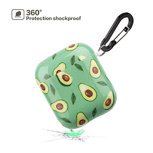 AirPod Case 2nd Generation,AirPod Case 1st Generation Cute for Women Men with Keychain Silicone Cover Compatible with Apple AirPods 2nd 1st Generation Charging Case, Front Led Visible Green Avocado