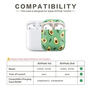 AirPod Case 2nd Generation,AirPod Case 1st Generation Cute for Women Men with Keychain Silicone Cover Compatible with Apple AirPods 2nd 1st Generation Charging Case, Front Led Visible Green Avocado