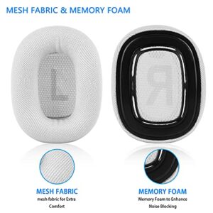 Jecobb Replacement Earpads for Apple AirPods Max Headphones with Mesh Fabric & Memory Foam Ear Cushions (Silver)