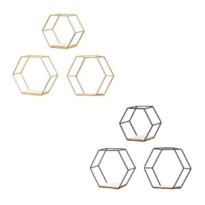 HXRZZG Hexagon Floating Shelves, Metal Wall Mounted Shelves Hexagon Rustic Farmhouse Shelves Honeycombs Shelves for Living Room Bedroom Bathroom Kitchen,Set of 3 Gold s,m,l