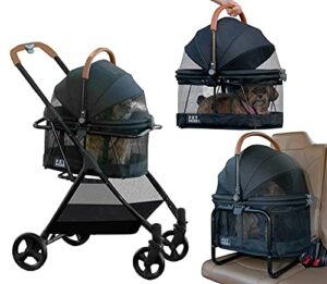 pet gear 3-in-1 travel system, view 360 stroller converts to carrier and booster seat with easy click n go technology, for small dogs & cats, 4 colors