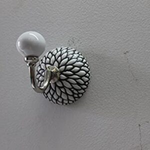 PARIJAT HANDICRAFT Hand Painted Beautifully Black & White Colored Ceramic Wall Hook Hanger Key Holder hat Clothes hangings Bath Towel Hook Hanger.