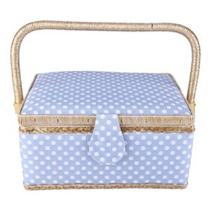 UXZDX Handmade Sewing Basket Household Fabric Craft Thread Needle Storage Box Organizer Flip Type