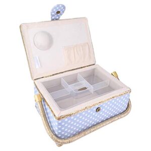 UXZDX Handmade Sewing Basket Household Fabric Craft Thread Needle Storage Box Organizer Flip Type